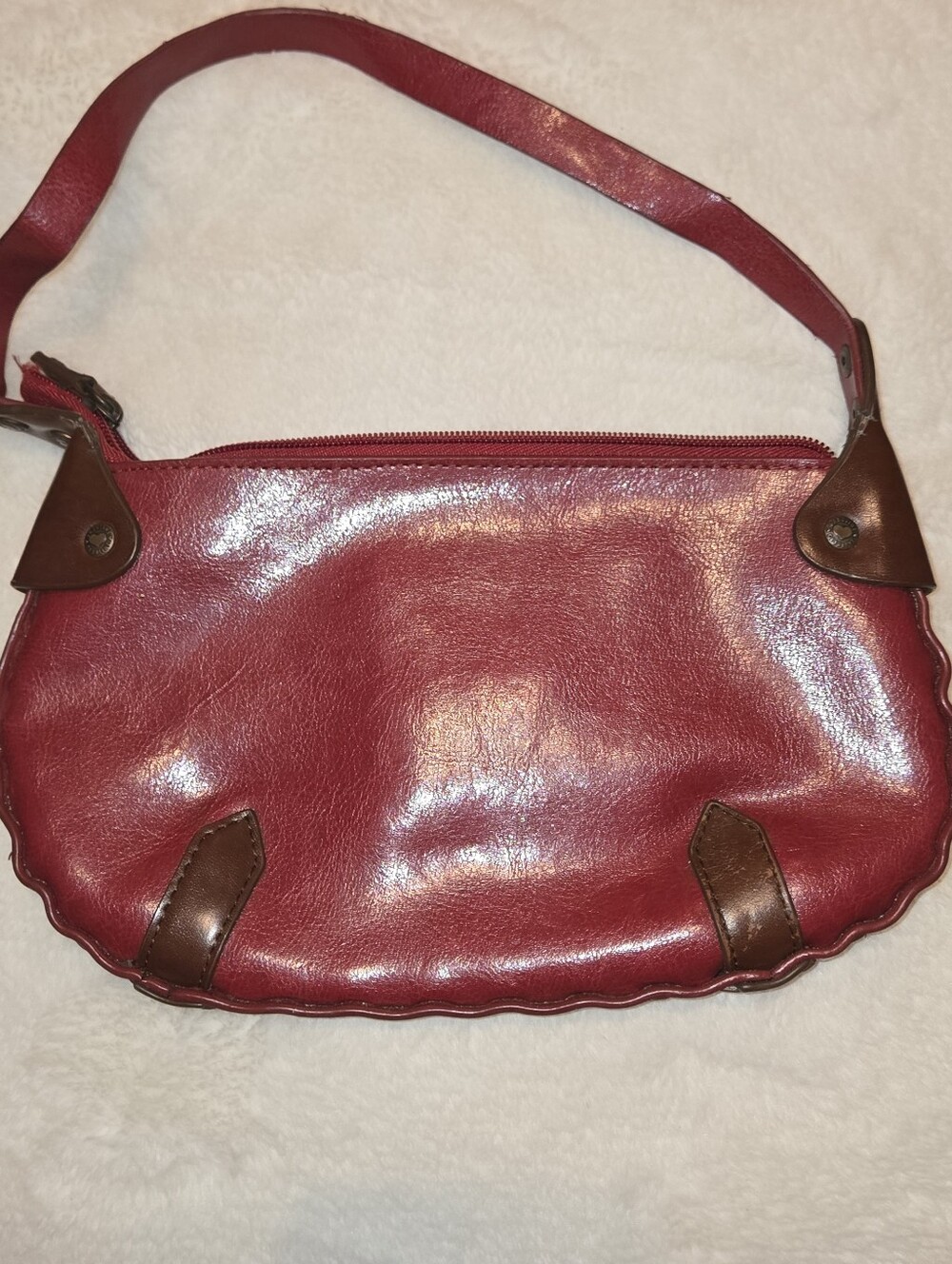 Red Floral Embossed Leather Mini Bag - Picture 2 of 5